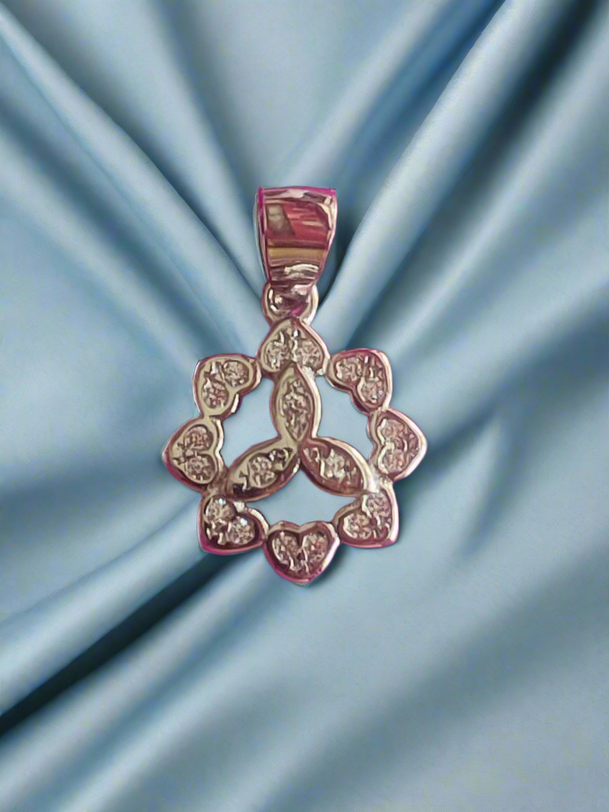 92.5 Pure Silver Fansy Pendant with White Stones