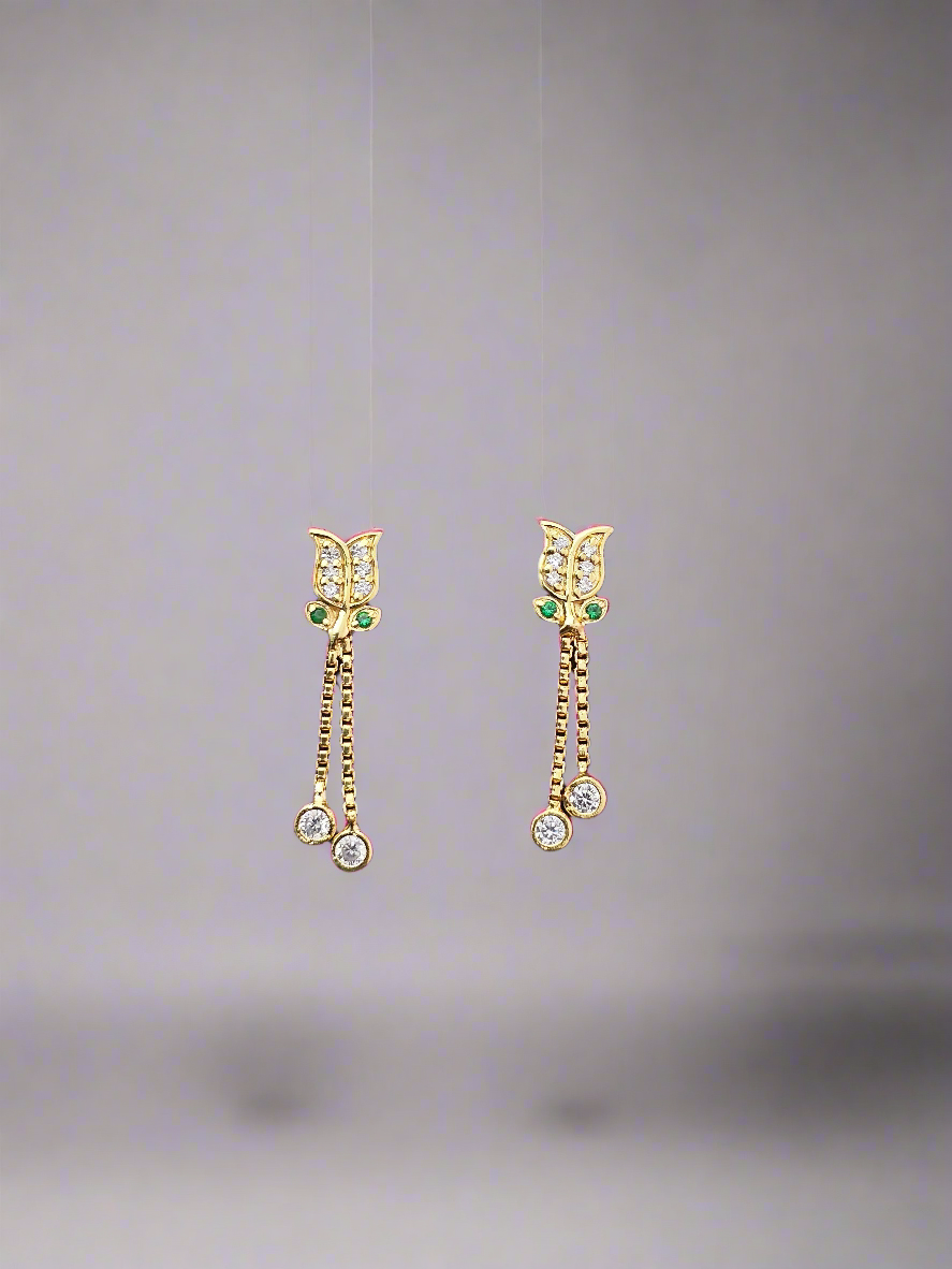 Delicate Gold-Tone Tulip Drop Earrings with Sparkling Accents