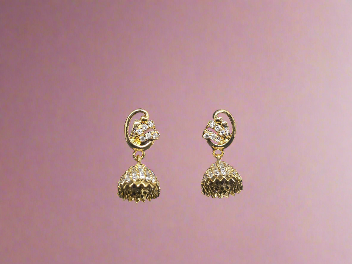 Sparkling Gold-Tone Jhumka Earrings