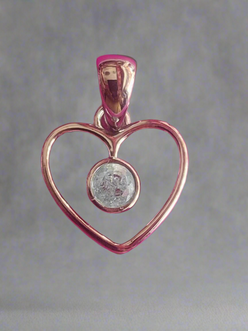 Pure Silver Heart Pendant with Hanging White CZ Stones