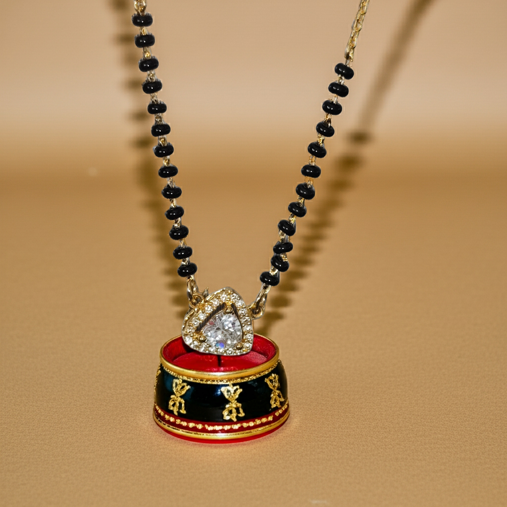 Pure Silver Black Beads Mangalsutra