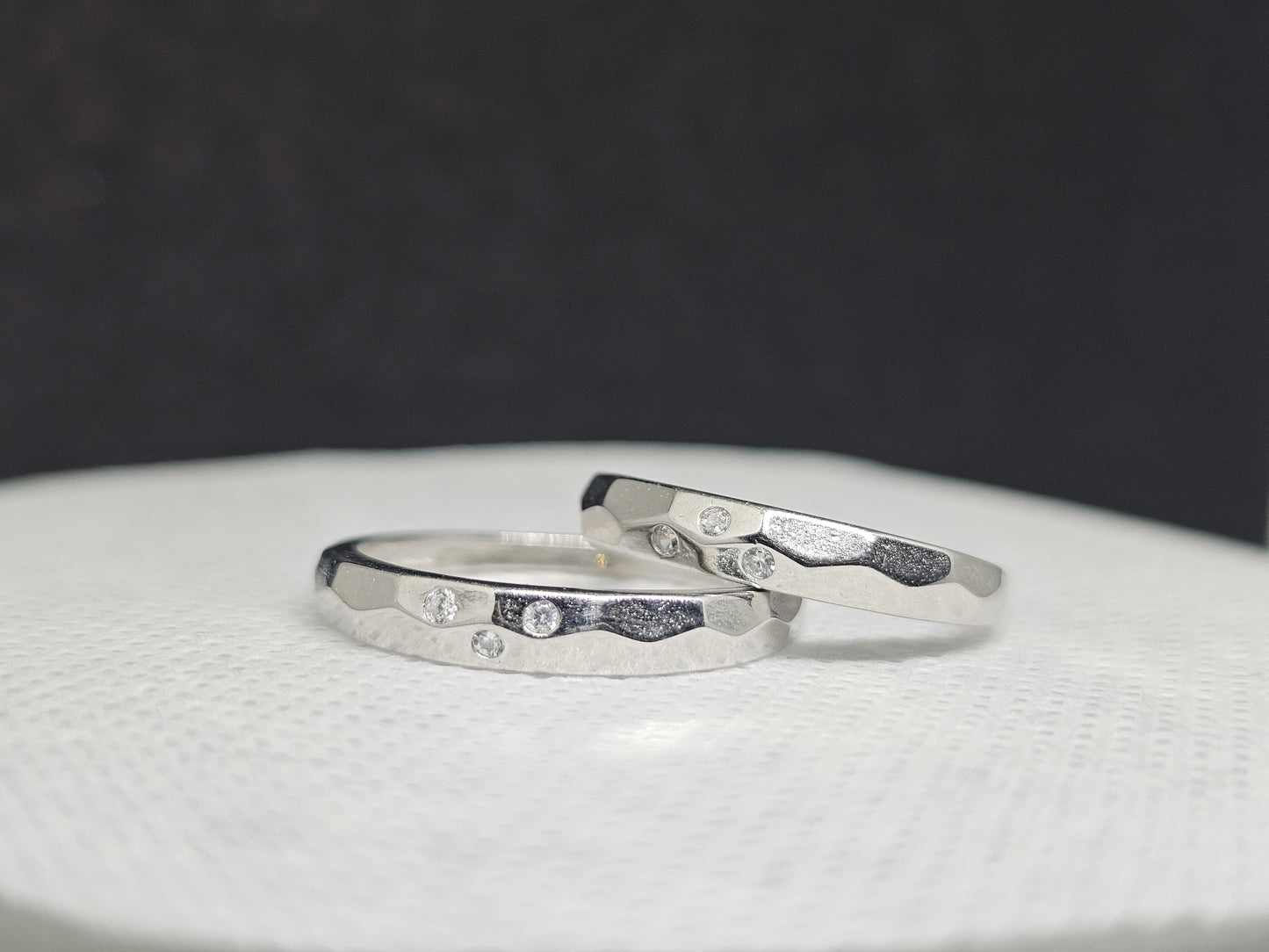 Modern Romance Silver Couple Rings with CZ Accents