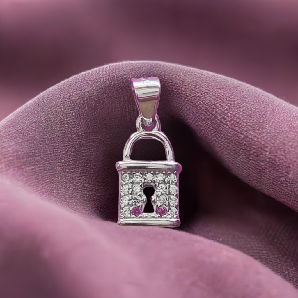 Pure Silver Fancy Lock Shape Love Pendant