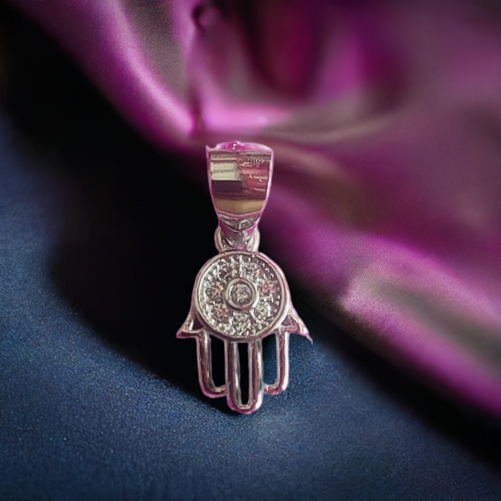 Pure Silver HiFi Symbol Pendant with Shiny CZ White Stones
