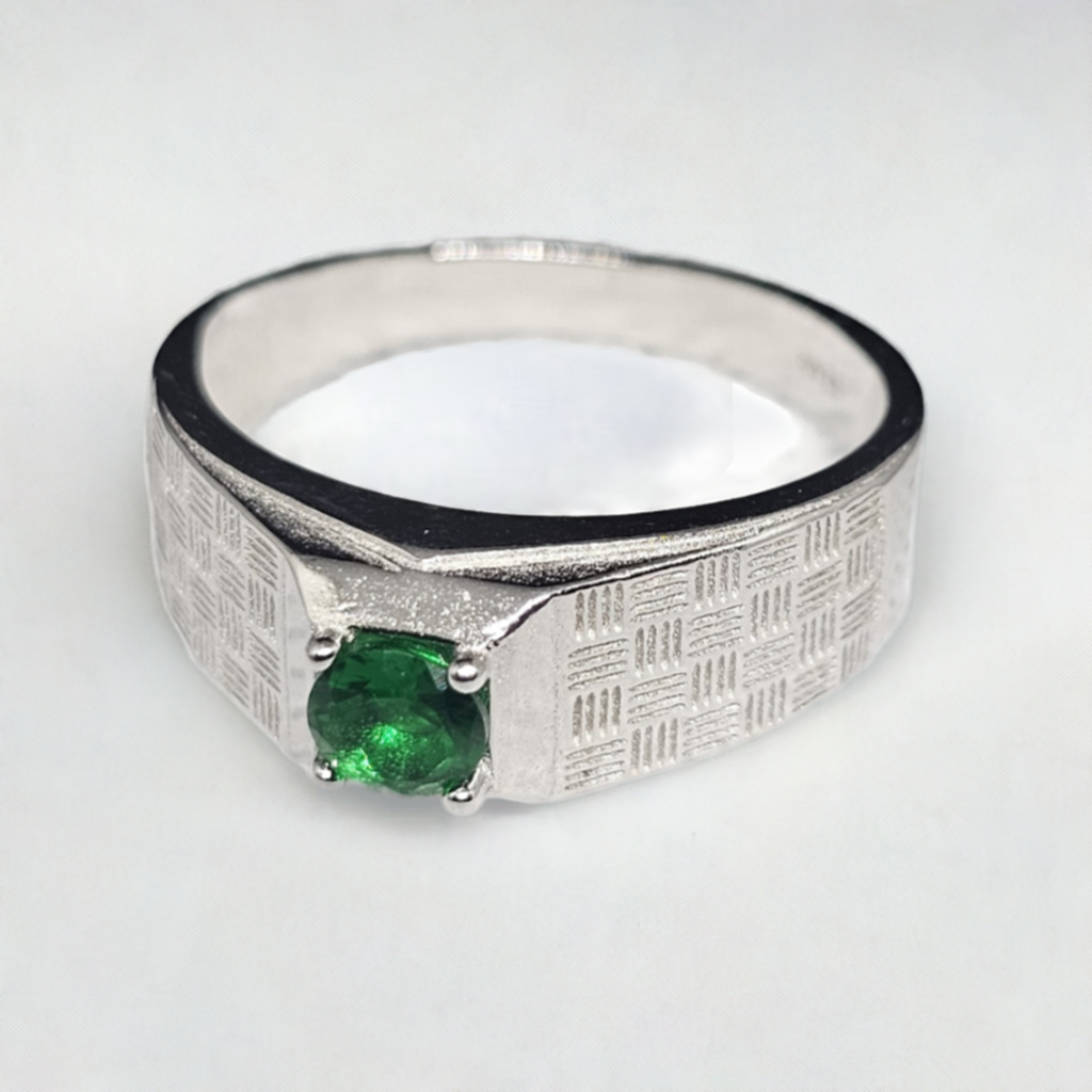 "Emerald Lattice" Men's Sterling Silver Ring
