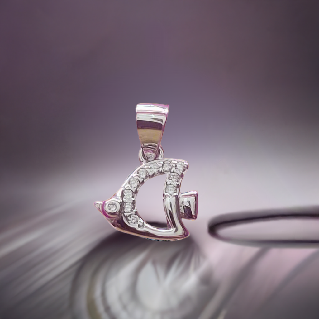 Minimalist Silver Fish Pendant with CZ Accents