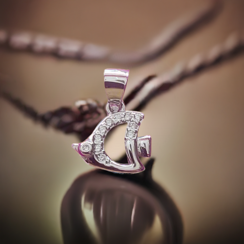 Minimalist Silver Fish Pendant with CZ Accents