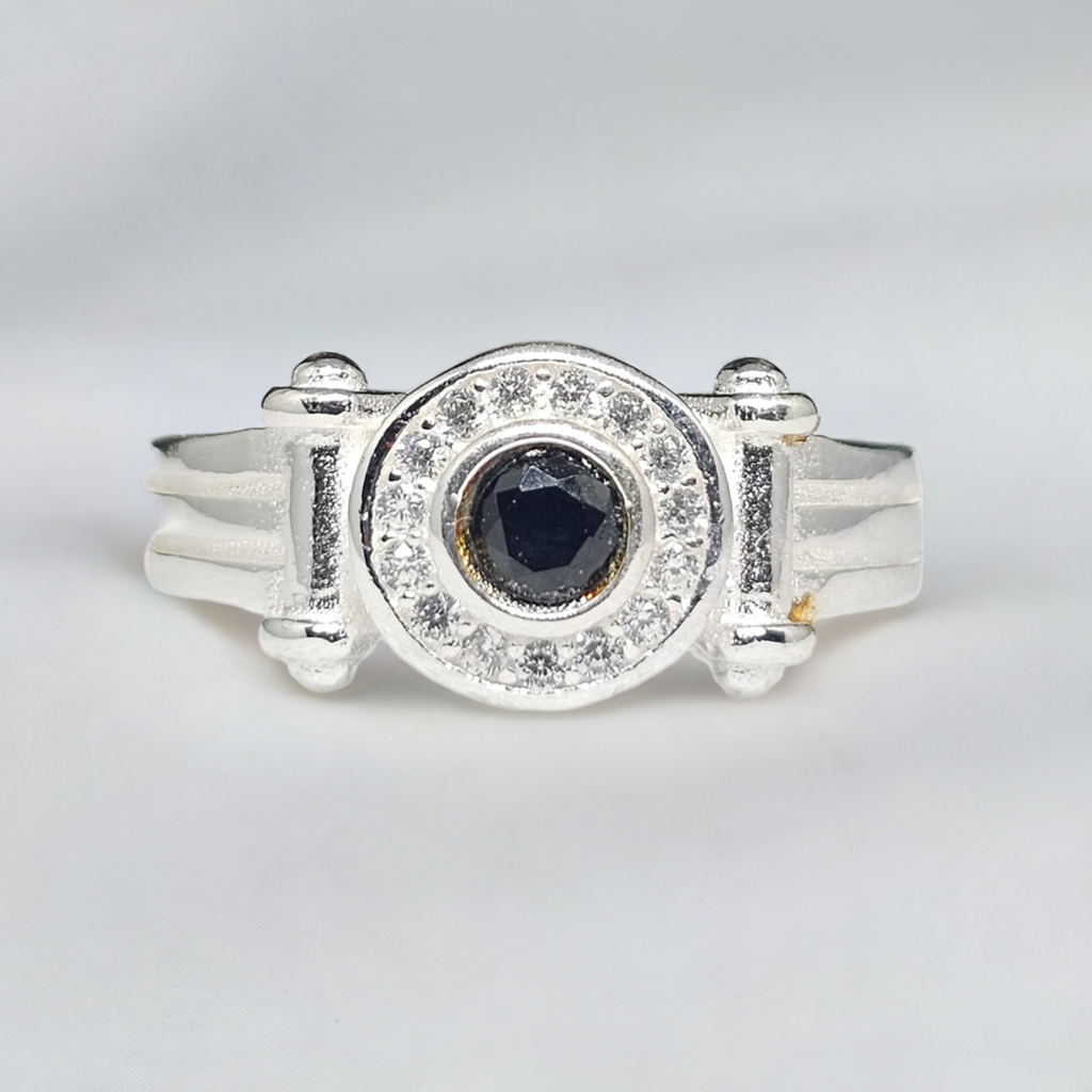 "Midnight Halo" Sterling Silver Onyx Ring