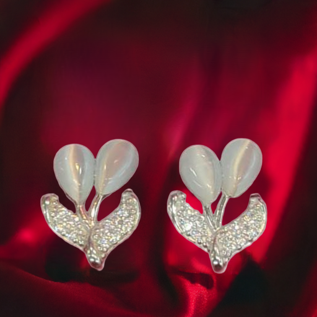 Pure Silver & Rose Gold coated Fancy Flower Buds Design Studs for Girls