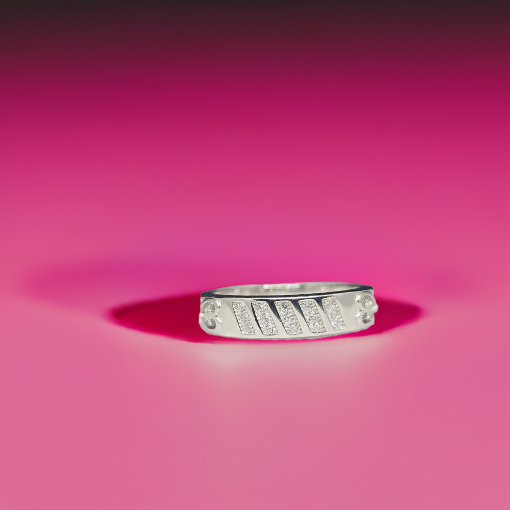 Minimalist Sterling Silver Minimalist Sterling Silver Band Ring with CZ Inlay