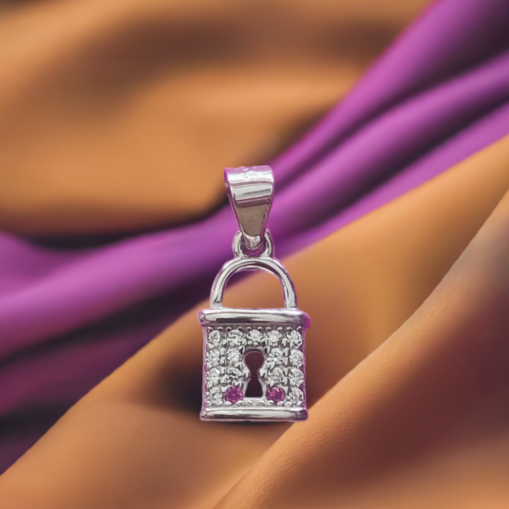 Pure Silver Fancy Lock Shape Love Pendant