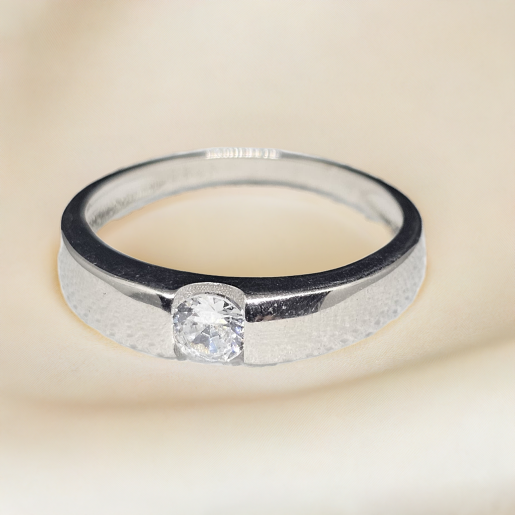 Bezel-Set Oval CZ Sterling Silver Unisex Ring - Clean Elegance