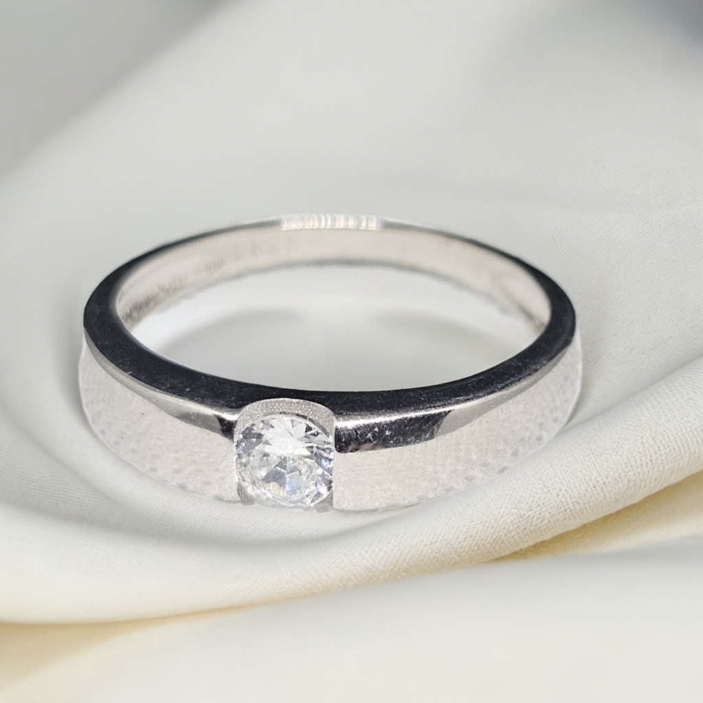 Bezel-Set Oval CZ Sterling Silver Unisex Ring