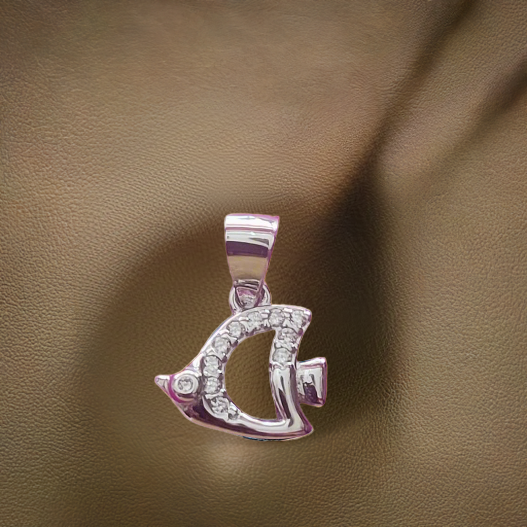 Minimalist Silver Fish Pendant with CZ Accents