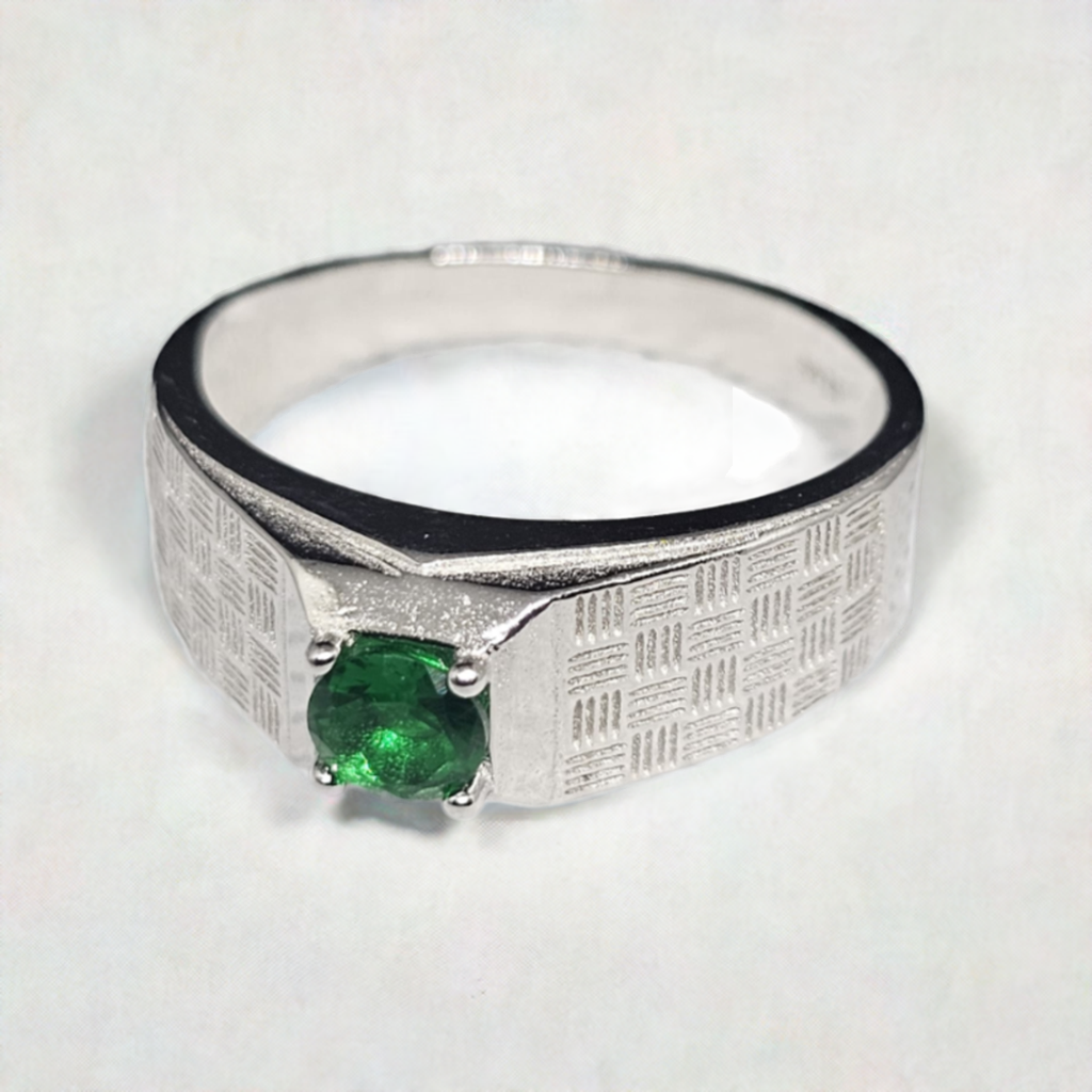 "Emerald Lattice" Men's Sterling Silver Ring