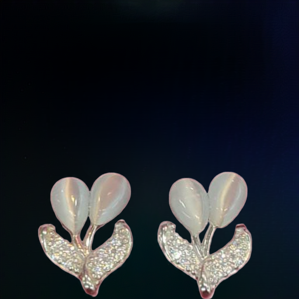 Pure Silver & Rose Gold coated Fancy Flower Buds Design Studs for Girls