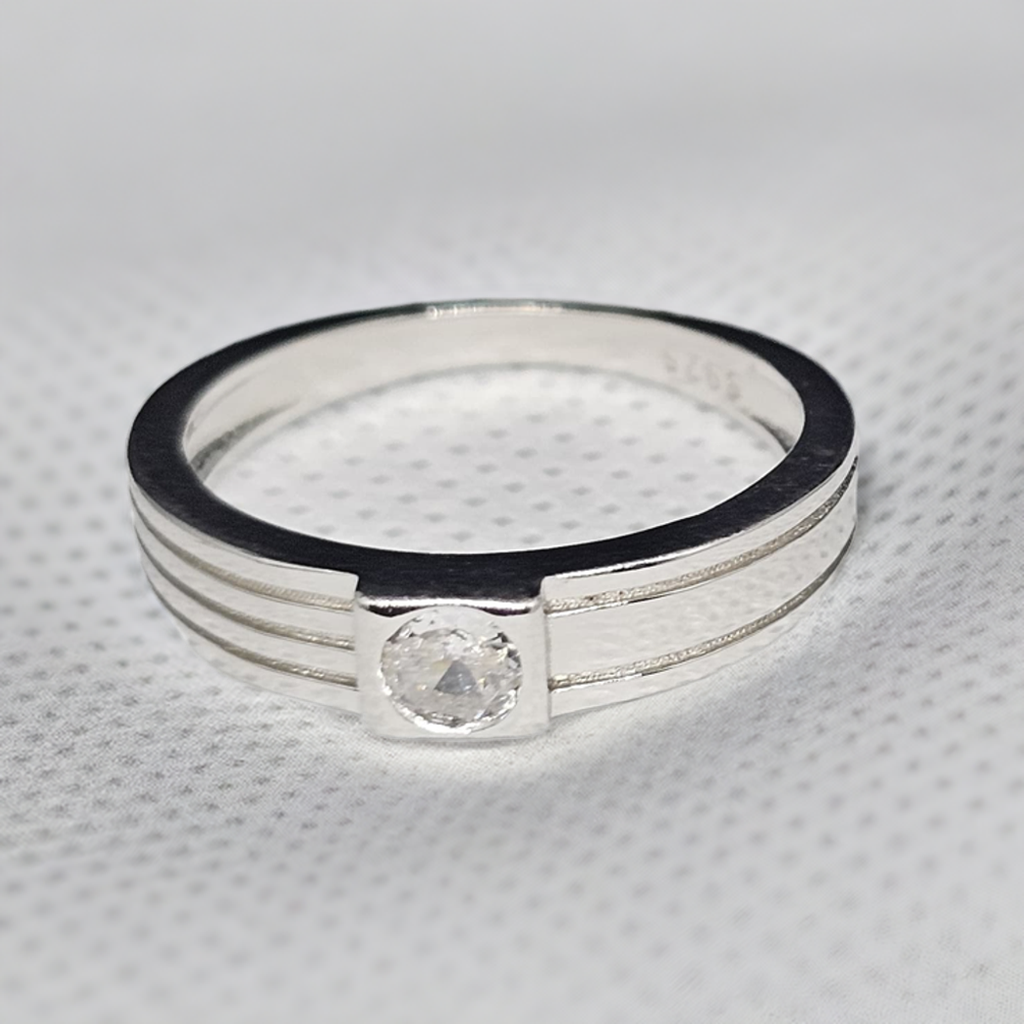 "Urban Horizon" Sterling Silver Ring with Oval CZ Inset