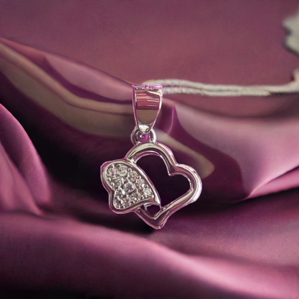 Pure Silver Heart in Heart Pendant