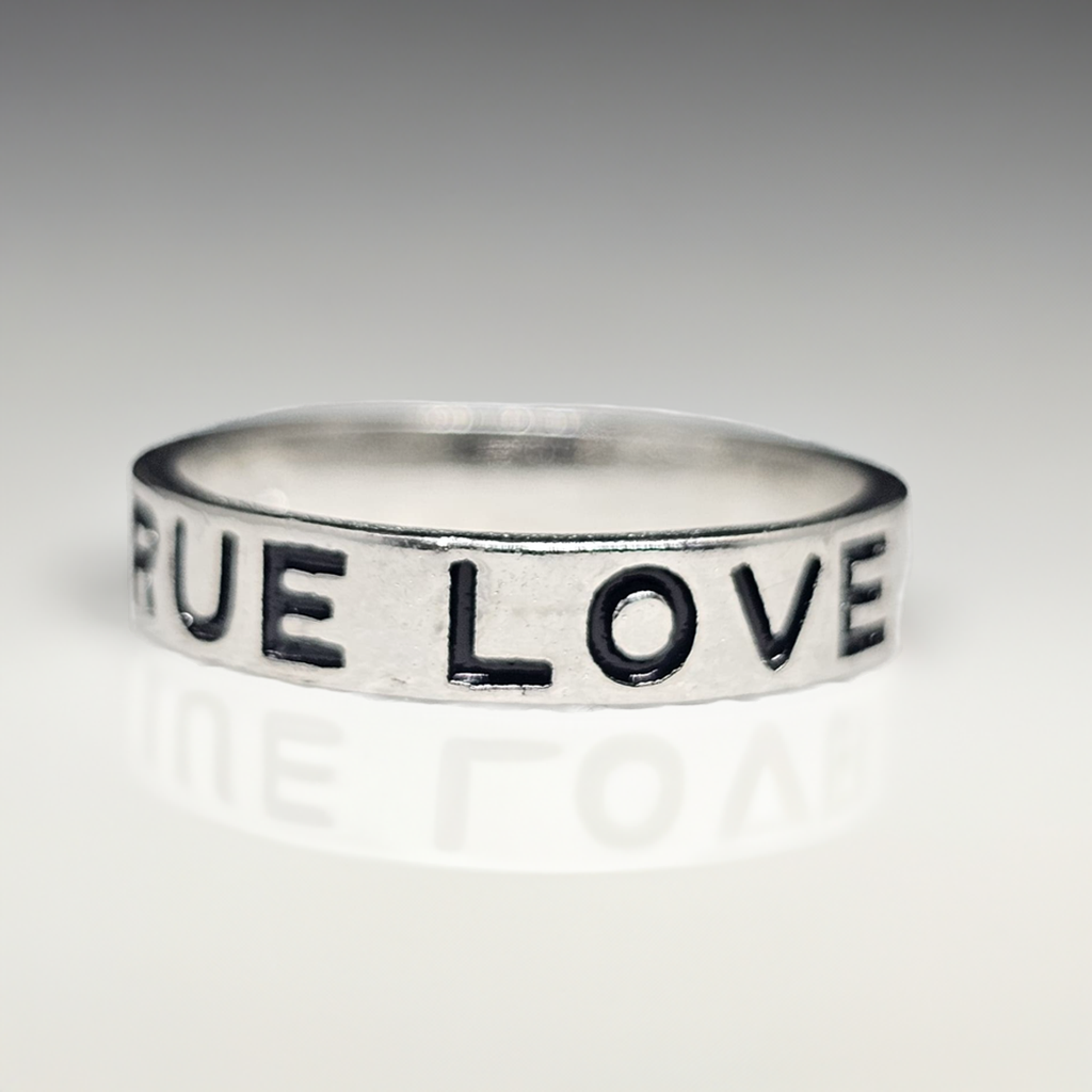 "True Love" Engraved Sterling Silver Band Ring