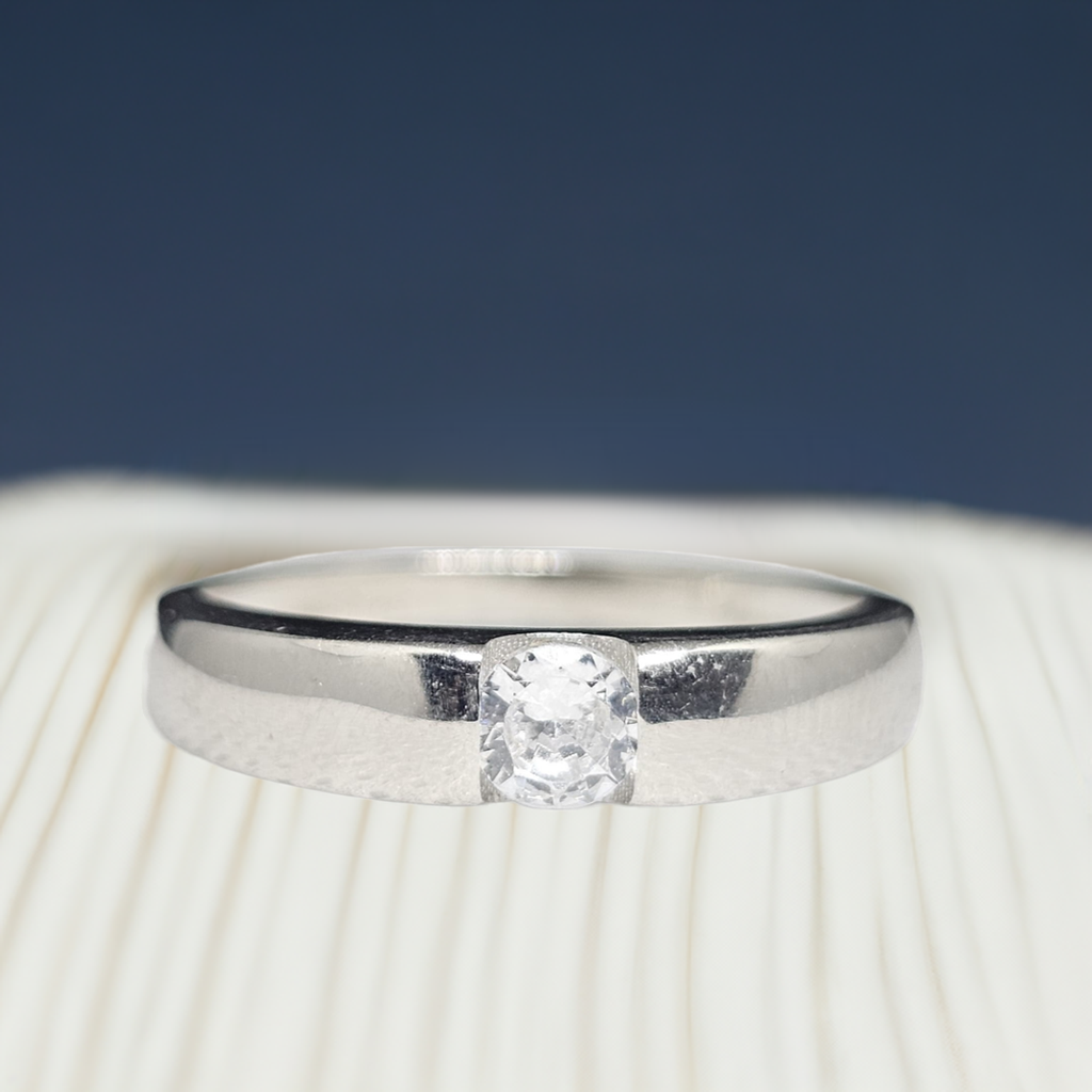Bezel-Set Oval CZ Sterling Silver Unisex Ring