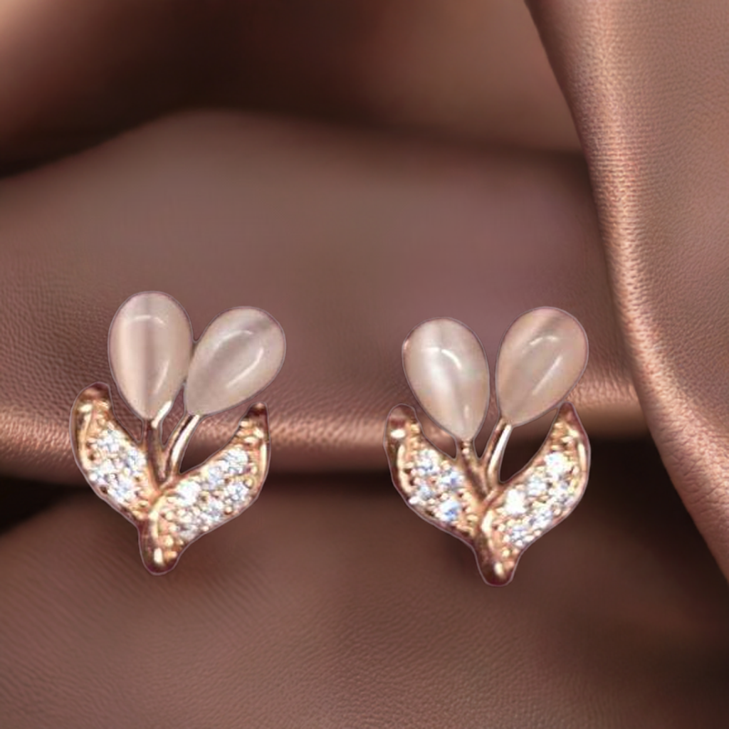 Pure Silver & Rose Gold coated Fancy Flower Buds Design Studs for Girls