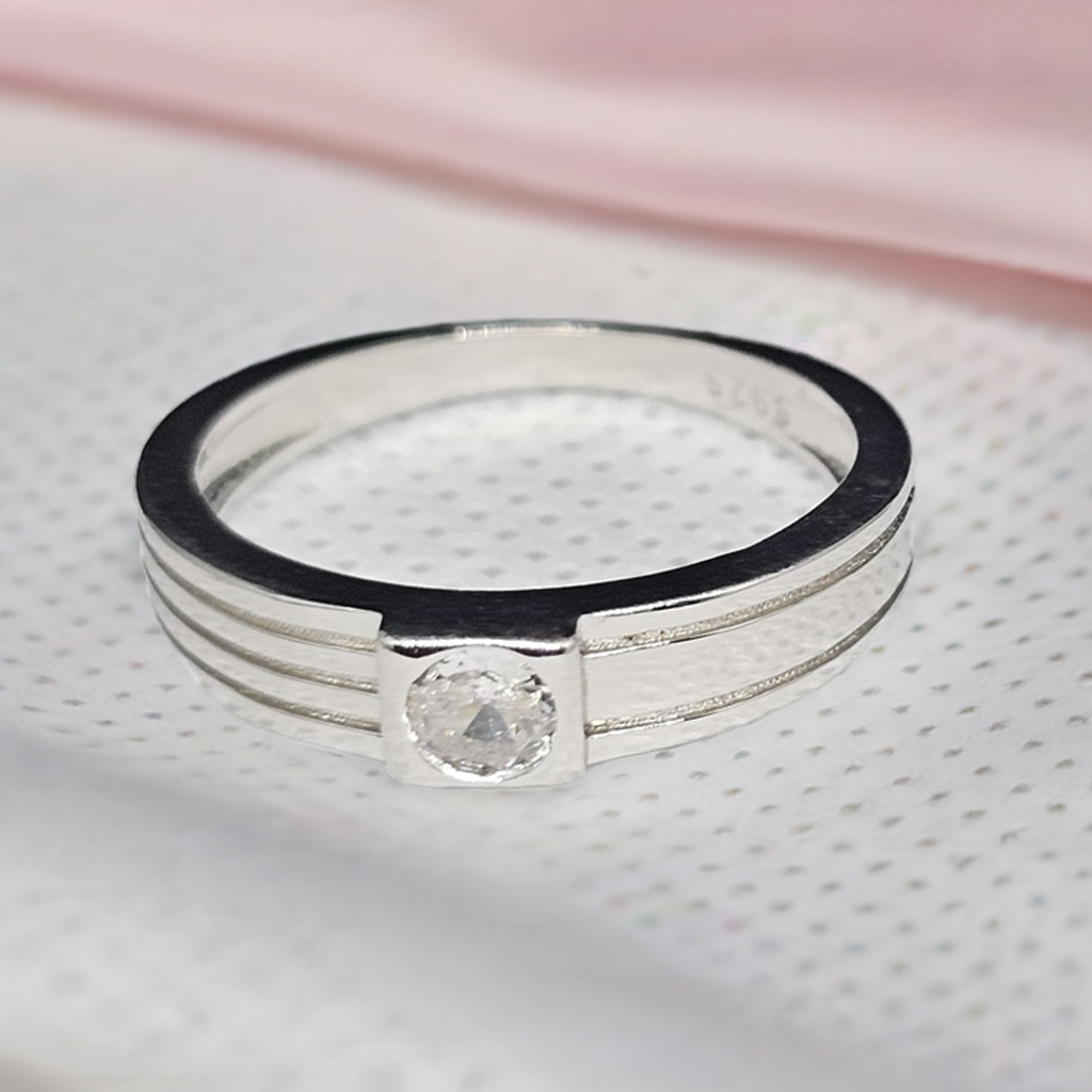 "Urban Horizon" Sterling Silver Ring with Oval CZ Inset