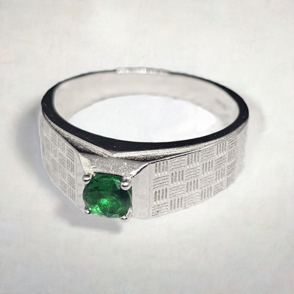 "Emerald Lattice" Men's Sterling Silver Ring