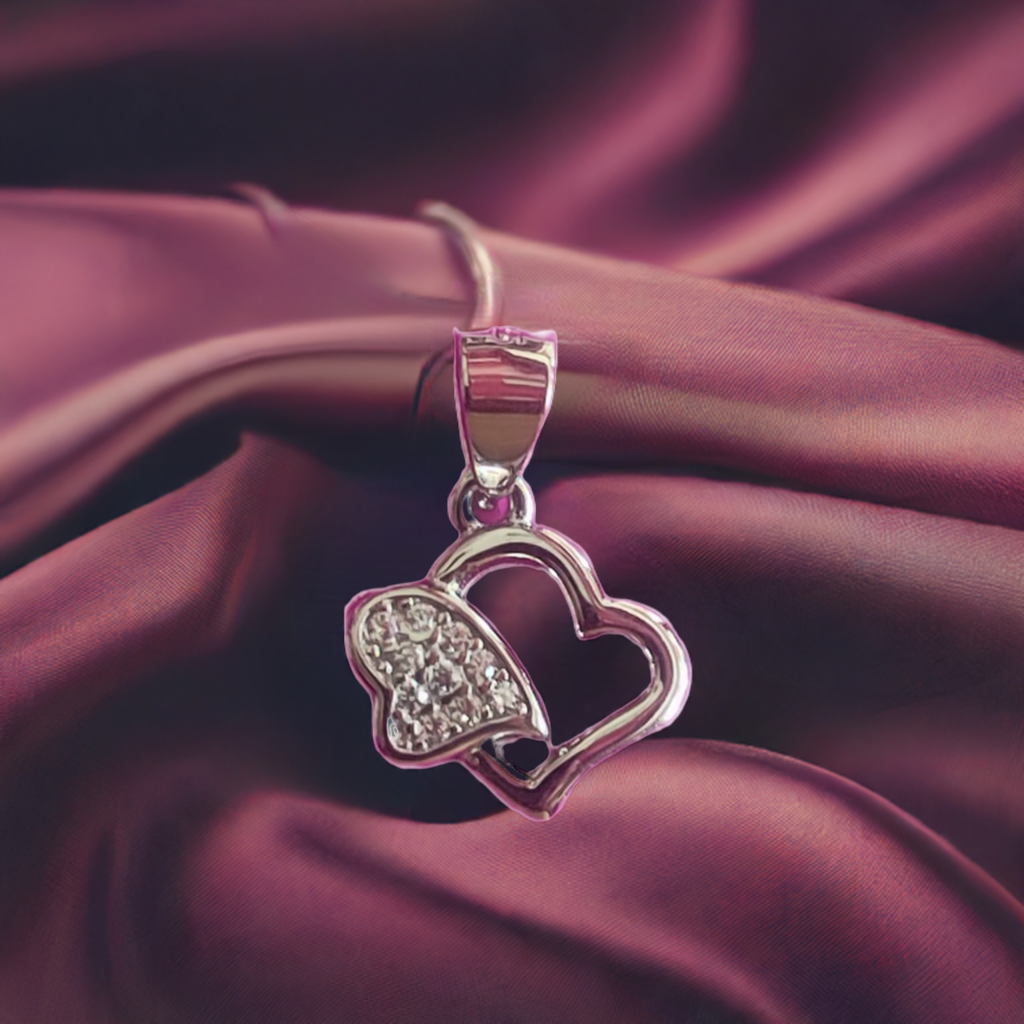 Pure Silver Heart in Heart Pendant