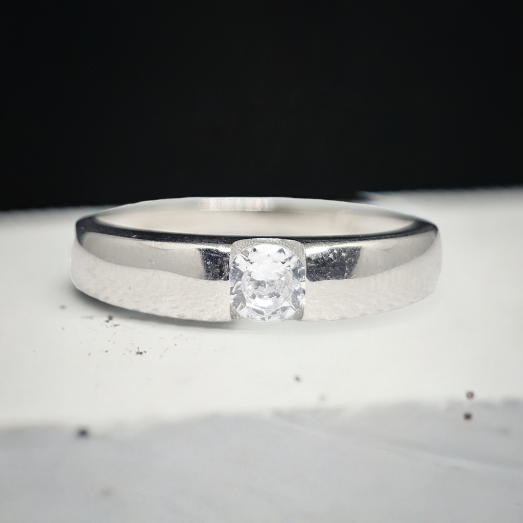 Bezel-Set Oval CZ Sterling Silver Unisex Ring - Clean Elegance