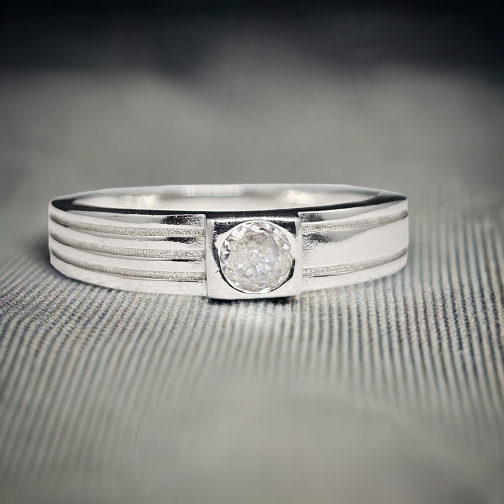"Urban Horizon" Sterling Silver Ring with Oval CZ Inset
