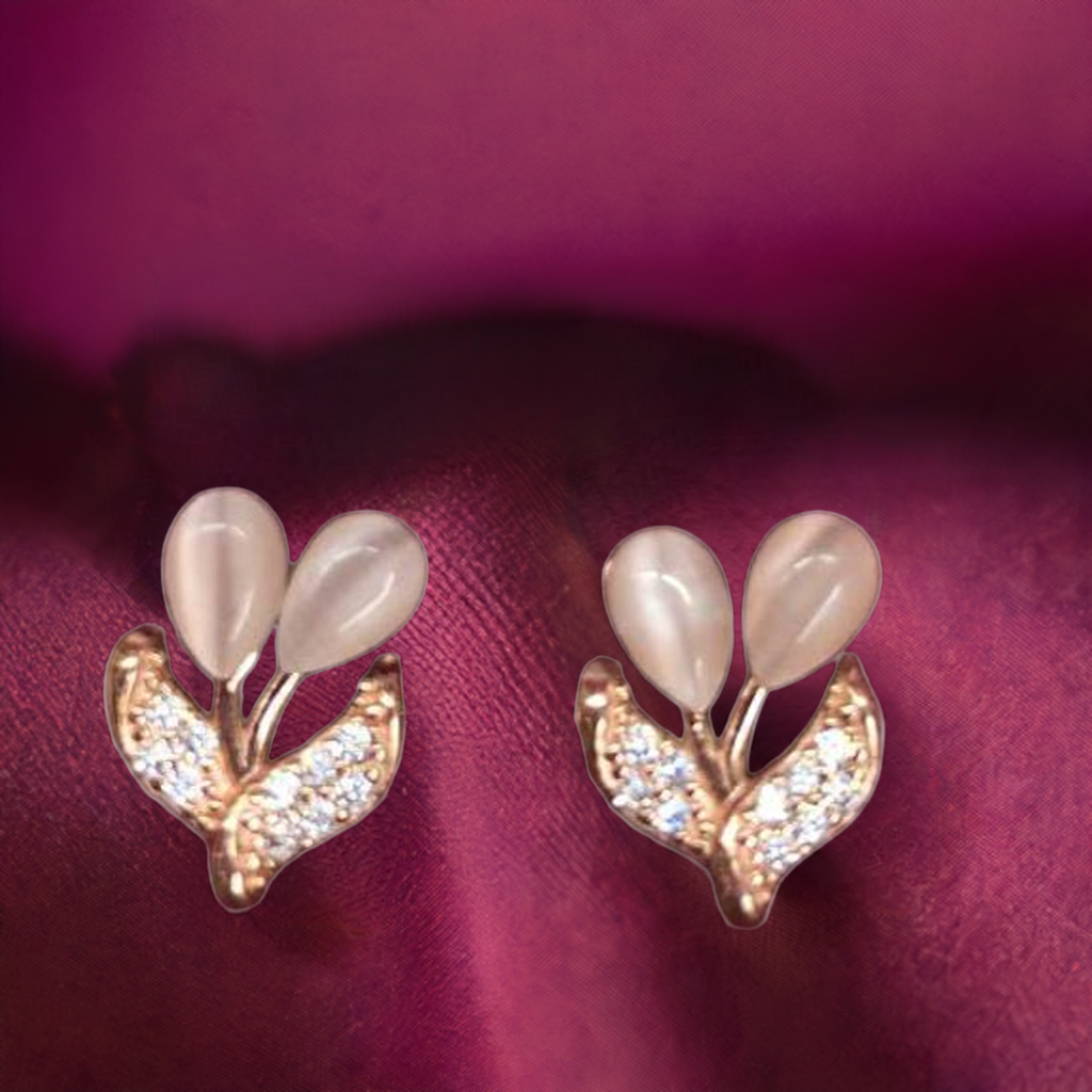 Pure Silver & Rose Gold coated Fancy Flower Buds Design Studs for Girls