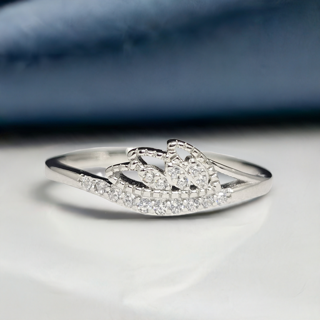 Princess Style Sterling Silver Crown Ring