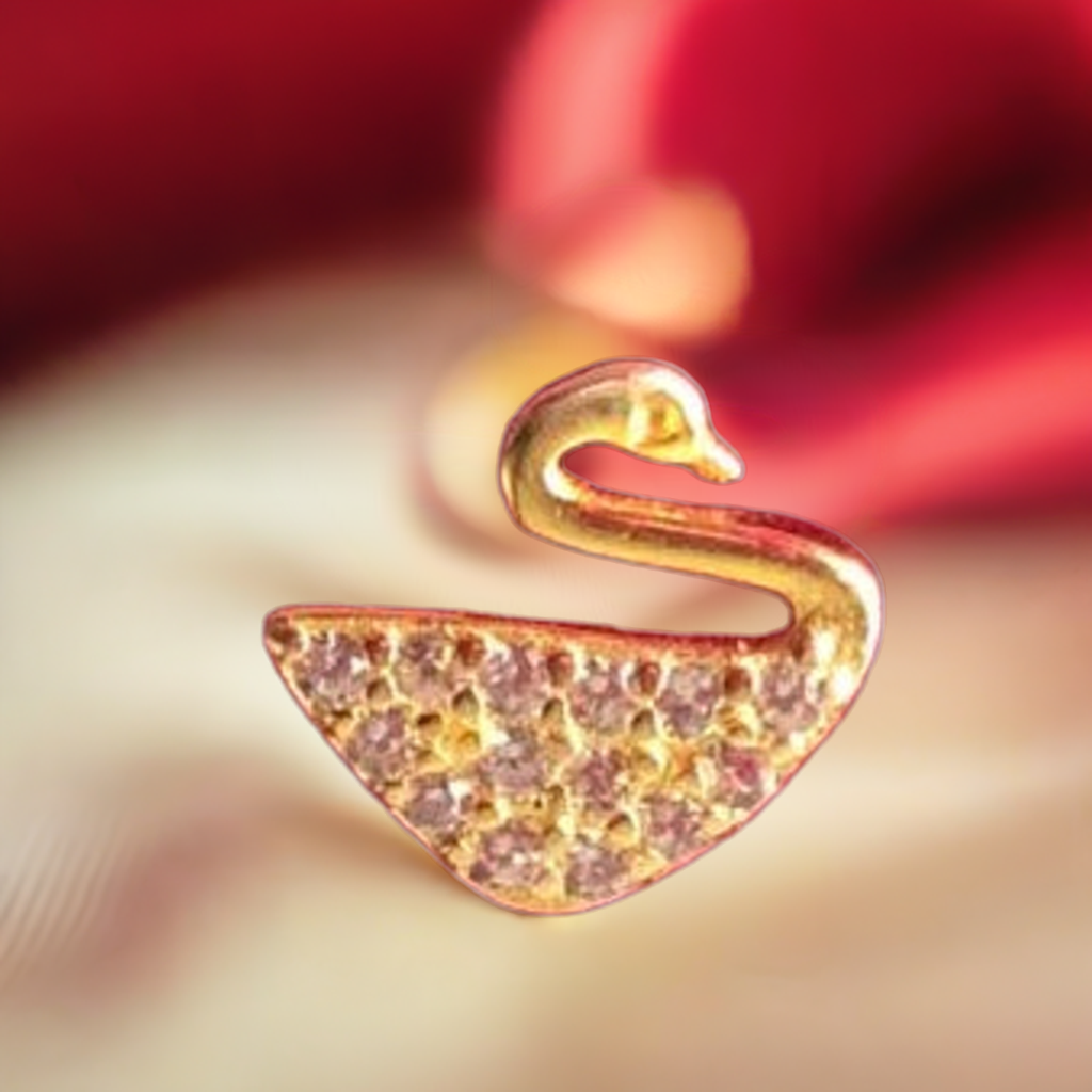 Pure Silver Swan Ear rings with Gold Coating