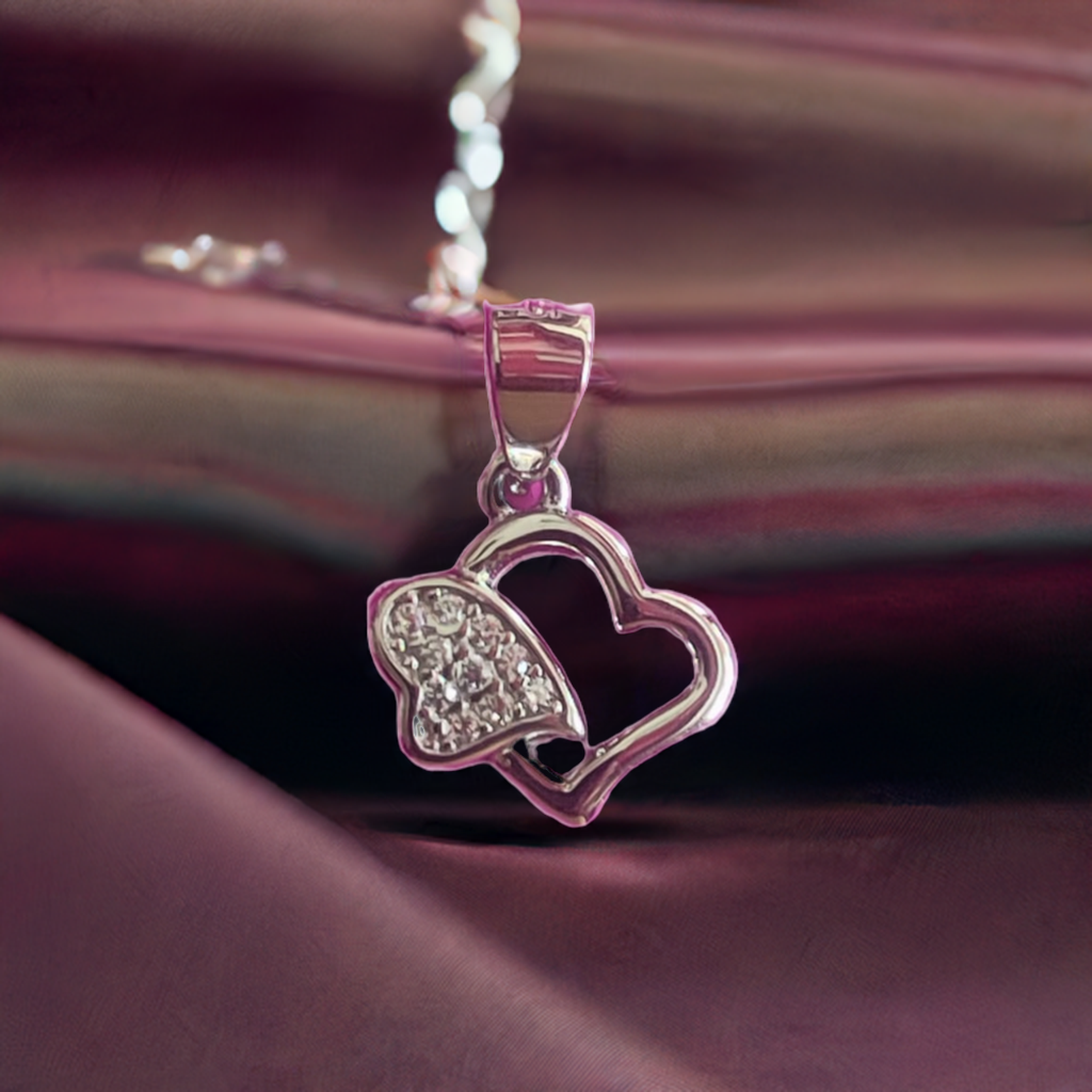 Pure Silver Heart in Heart Pendant
