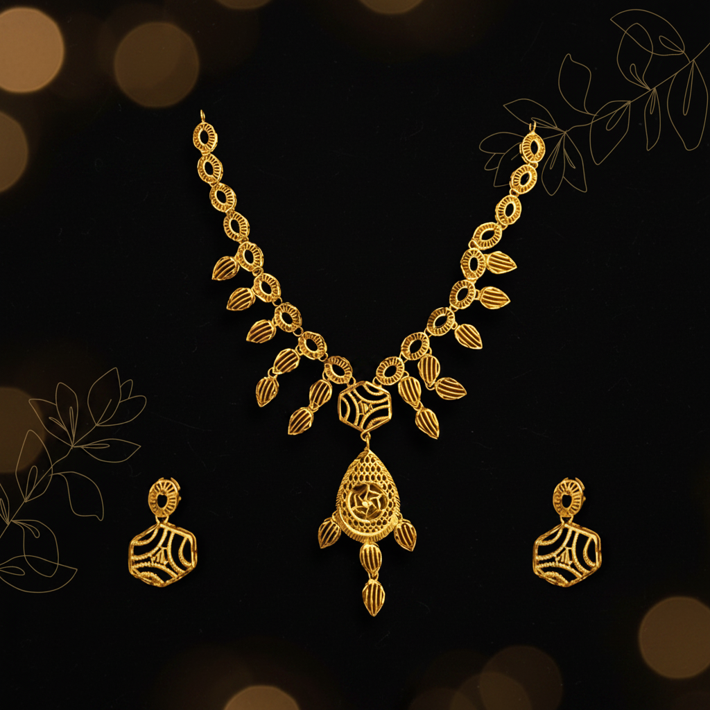 Pure Silver Handcrafted Traditional Golden Necklace set
