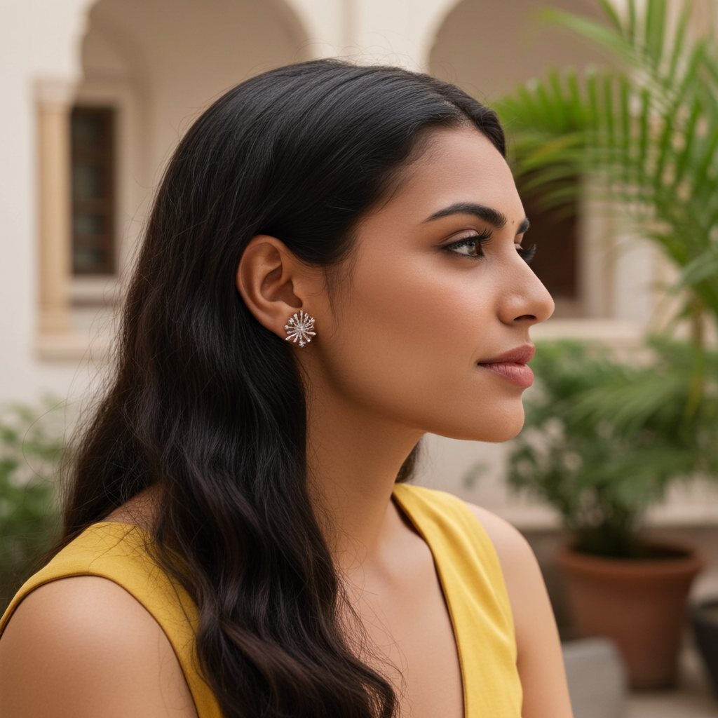 92.5 Sterling Silver Starburst & Pearl Studs