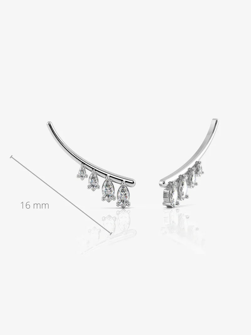 Pure 925 Silver Marquise Climber Earrings For Women