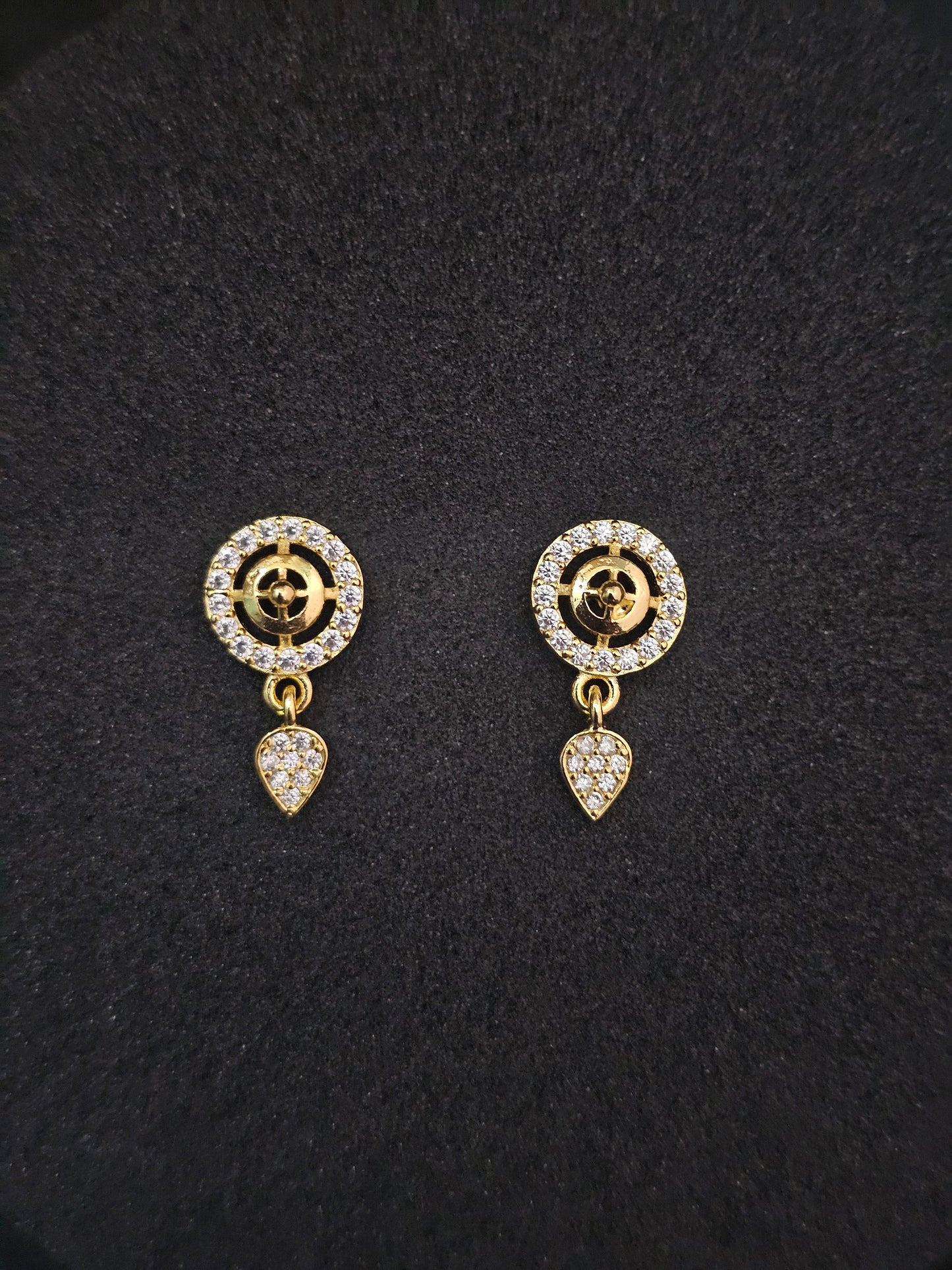 Sparkling Circular CZ Halo Earrings with Teardrop Accent
