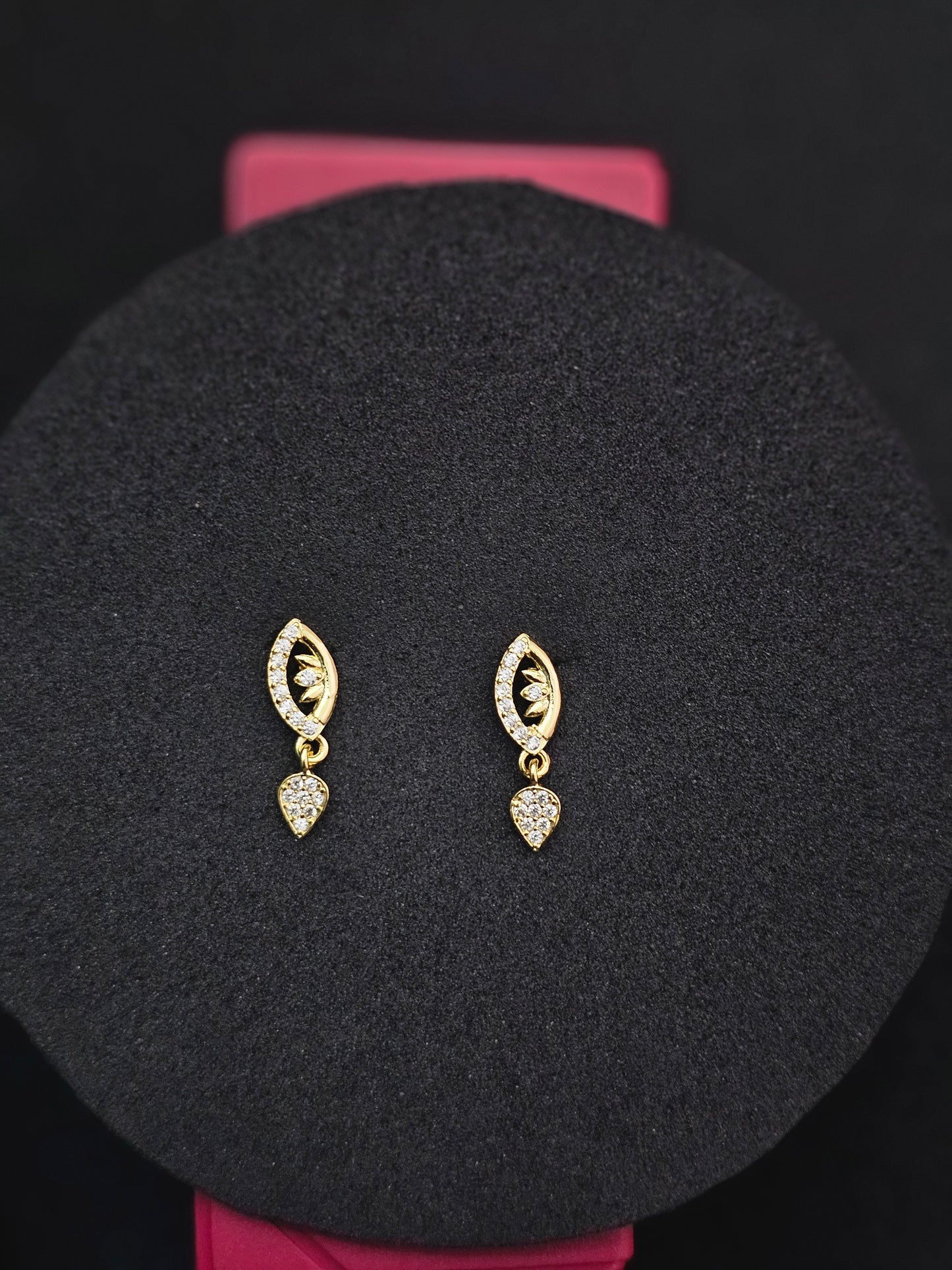 Sparkling Cubic Zirconia Gold-Plated Eye Drop Earrings