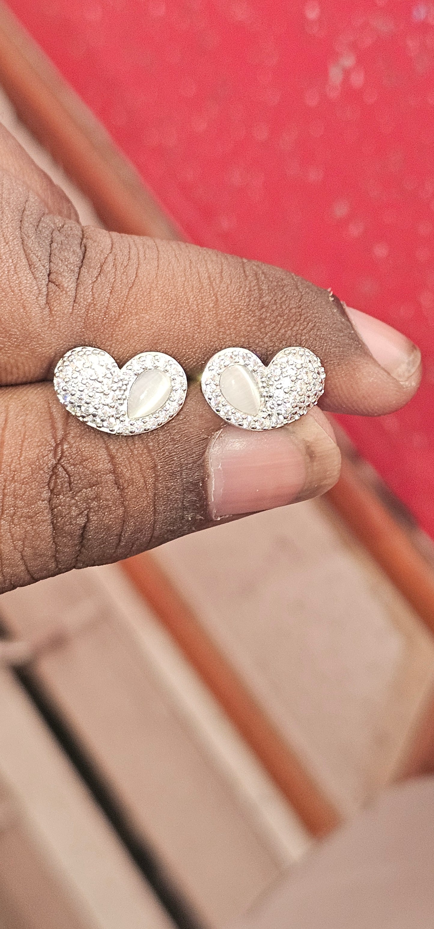 Pure Silver & Rose Gold coated Fancy Design Tops White Stones for Girls