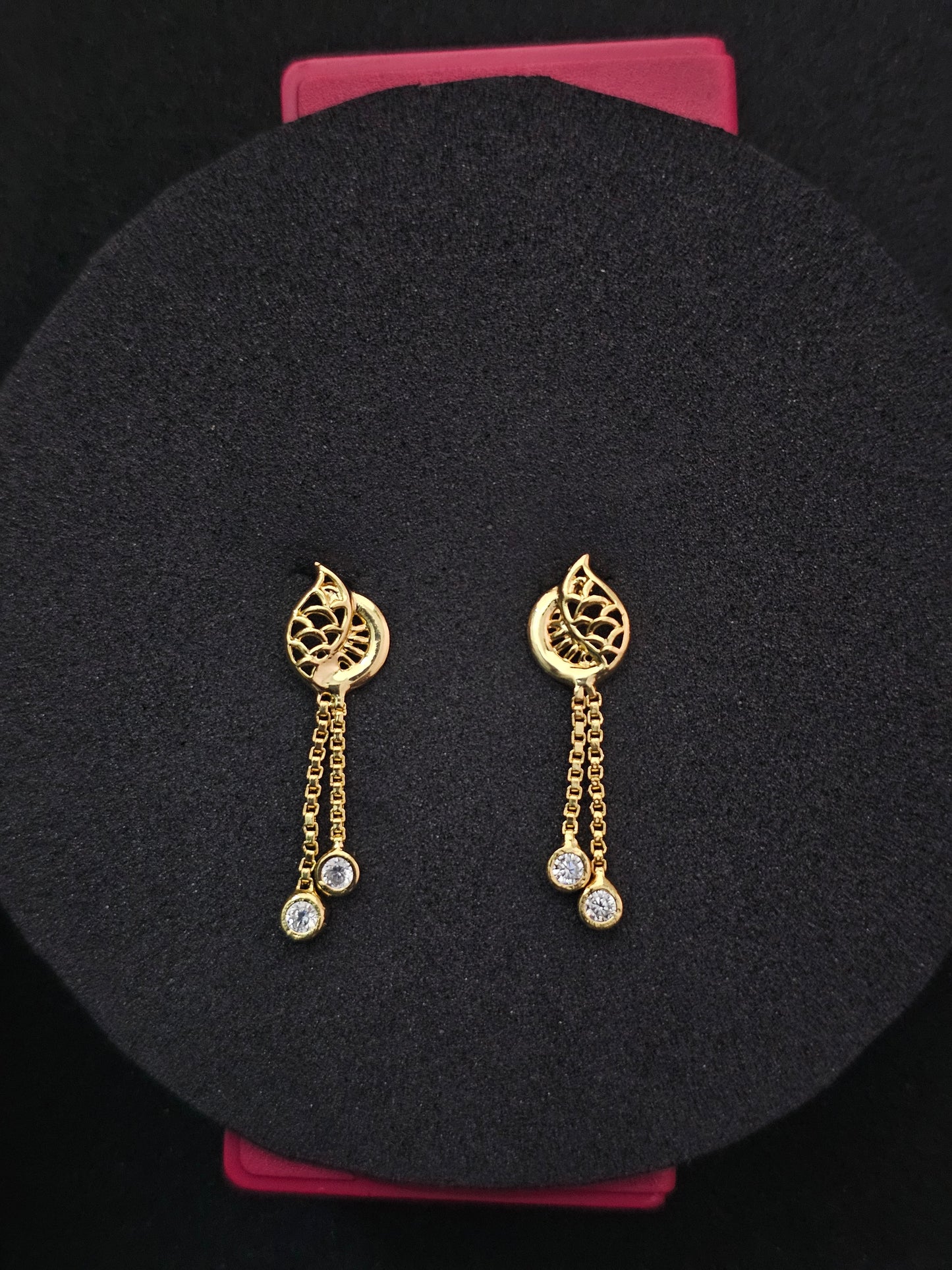 Gold-Tone Dangle Earrings with Cubic Zirconia Stones