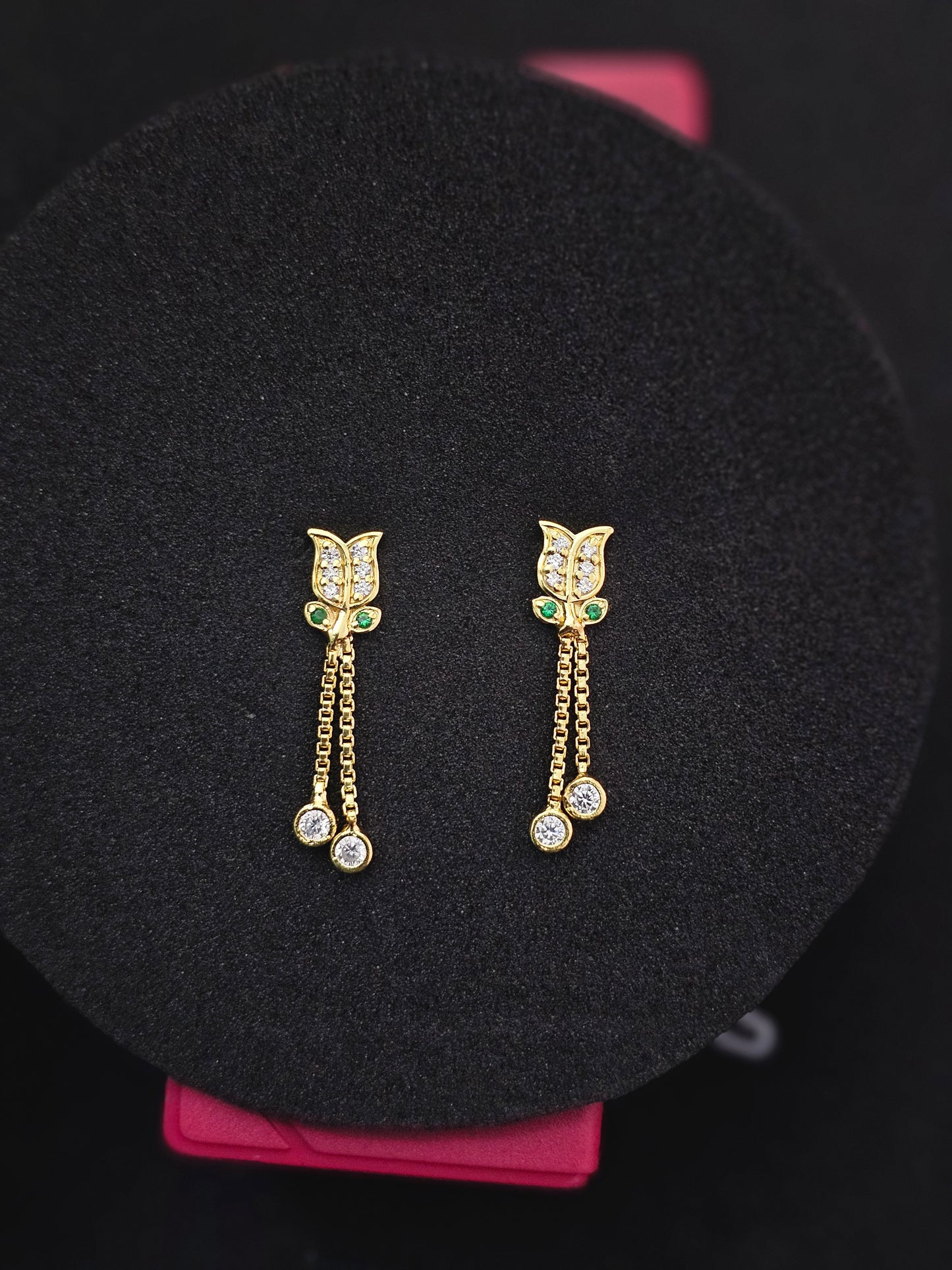 Delicate Gold-Tone Tulip Drop Earrings with Sparkling Accents