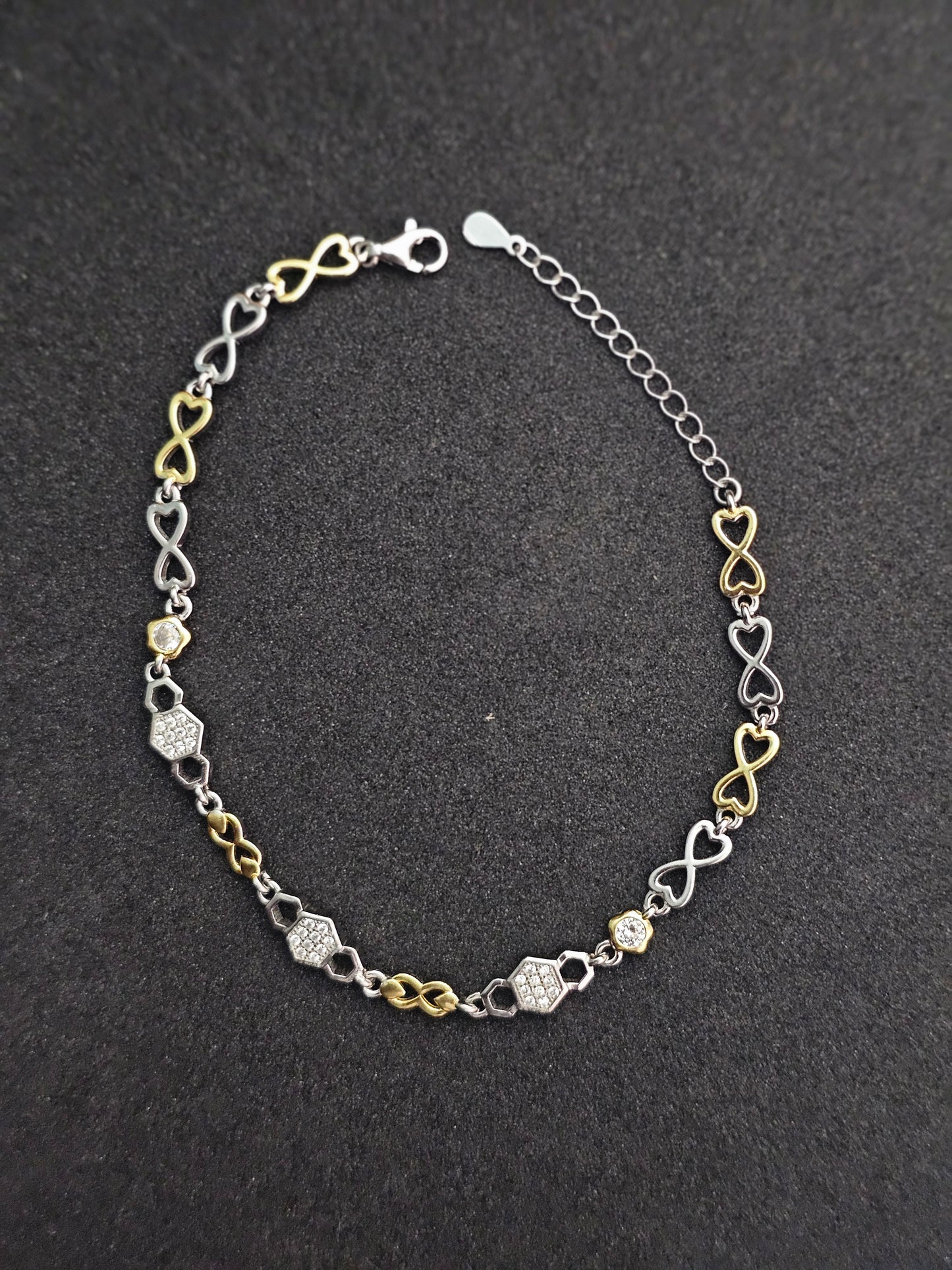 Sterling Silver & Gold-Tone Infinity Link Bracelet with Cubic Zirconia Accents