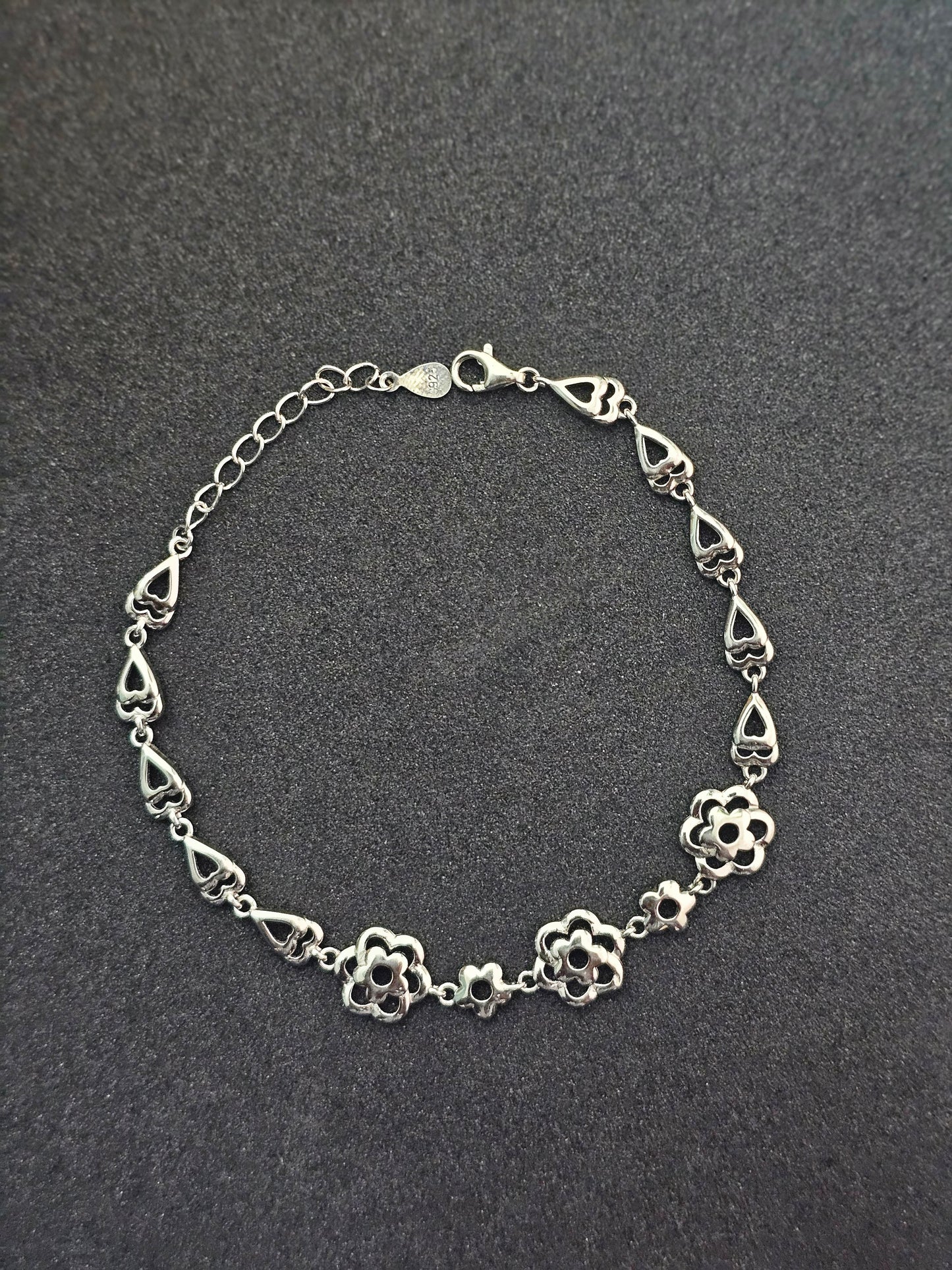 Elegant Silver Blossom Link Bracelet