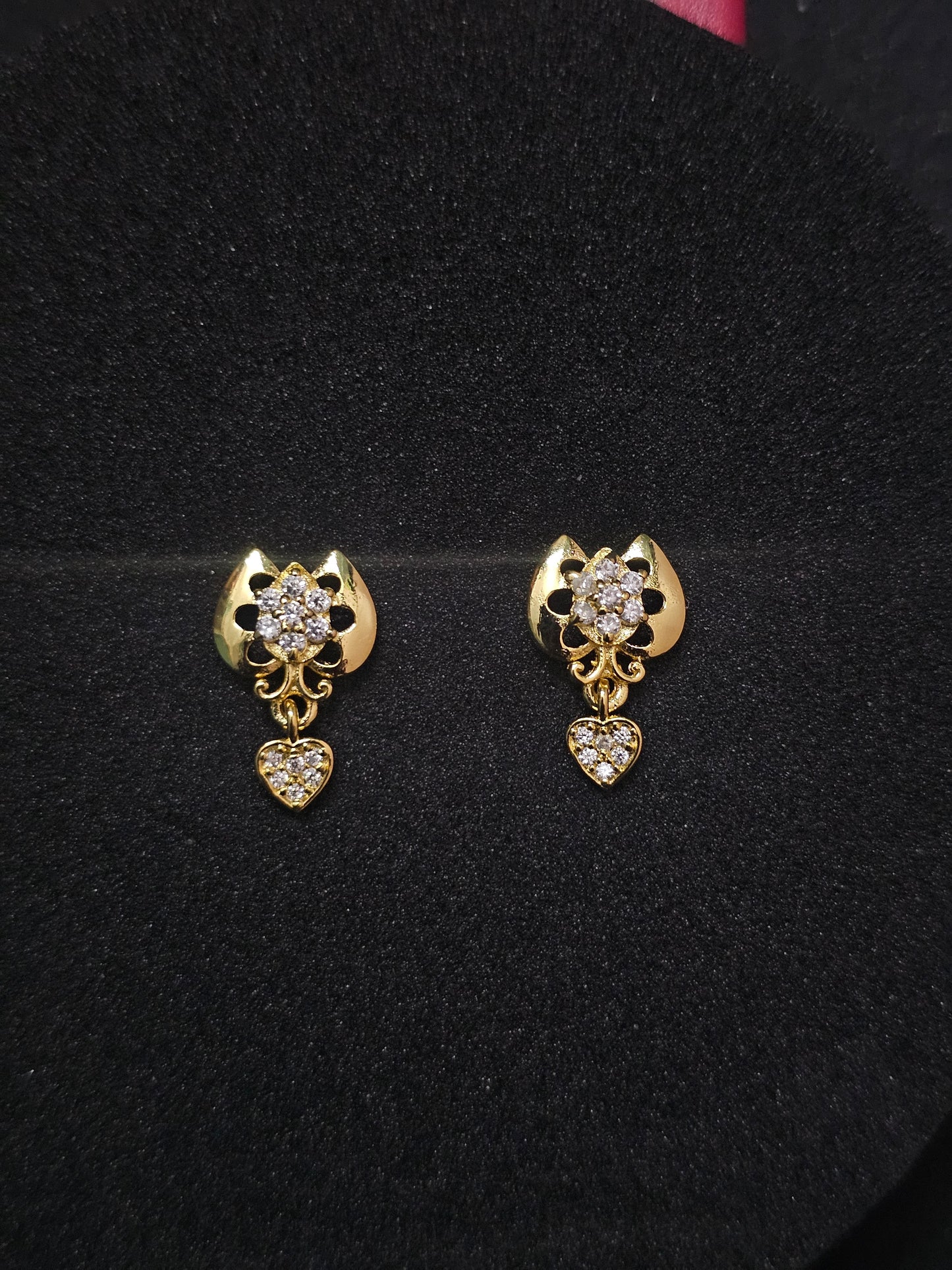 Sparkling Crystal Floral & Heart Drop Earrings