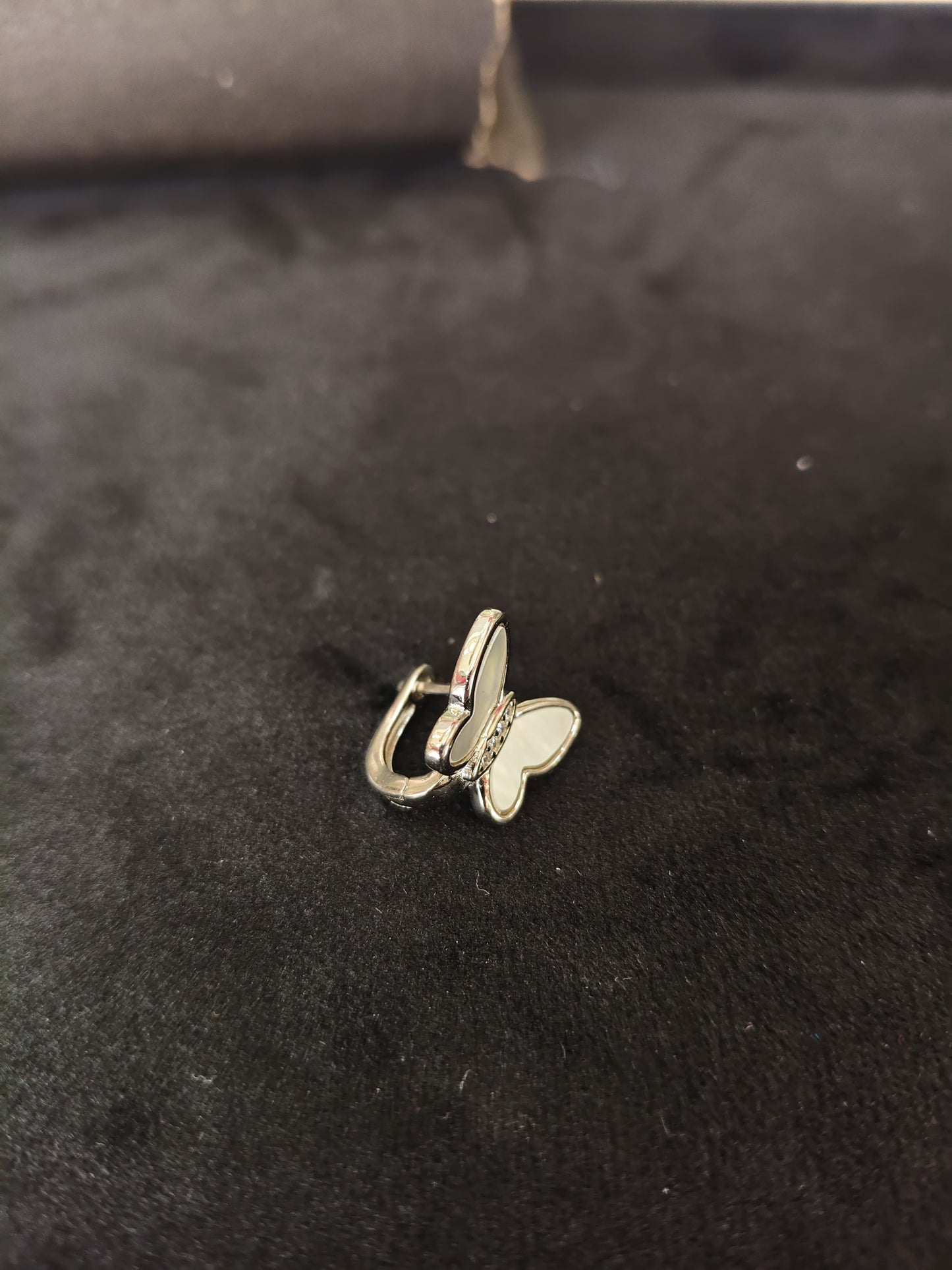 92.5 Sterling Silver Pearl Butterfly Stud Earrings with Sparkling CZ Accents