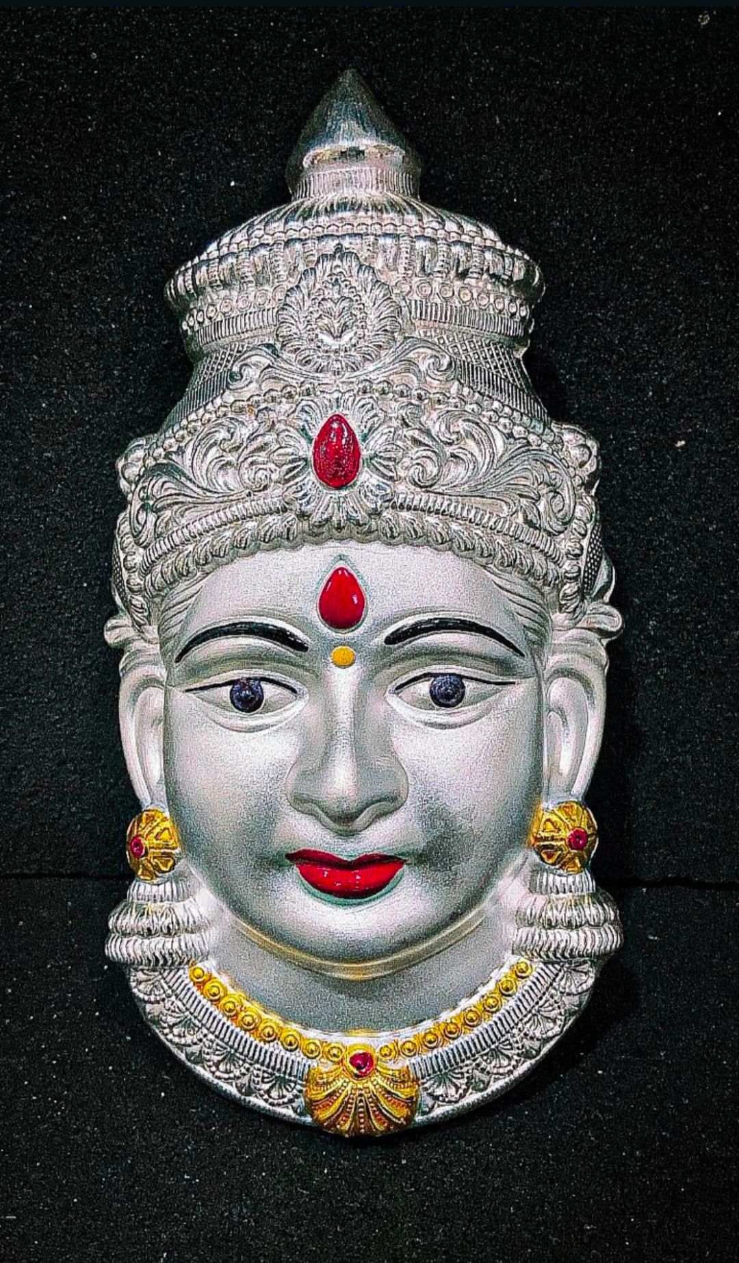 92.5 Pure Silver Goddess Face Frame (42gms) - Silver Carats.