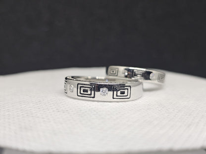 Urban Edge Silver Couple Rings with Cubic Zirconia(CZ) Stones