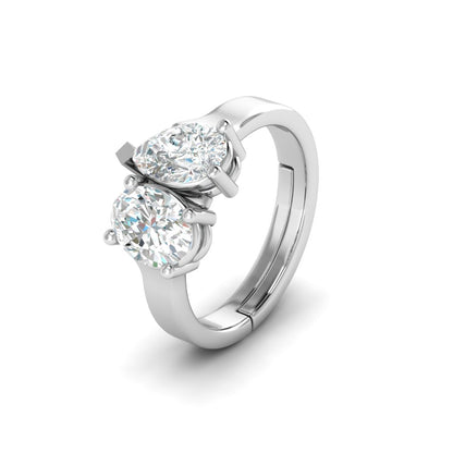 Twin Stone Design Pure Silver Ring