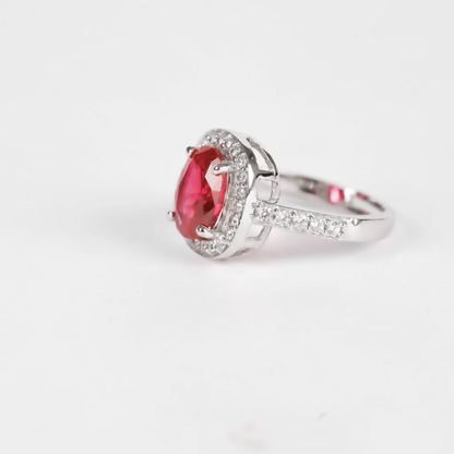 Sterling Silver Ruby Red Statement Ring